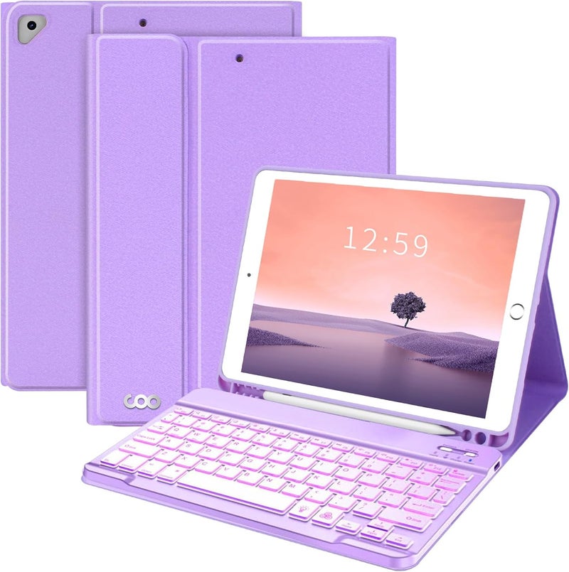 FUWANG Keyboard Case for iPad 9th 8th 7th Generation 10.2 inch, Detachable 7 Colors Backlit for iPad 9th Generation Case with Keyboard, Keyboard Case for iPad Pro 10.5"/Air 3rd Gen, with Pencil Holder - Image 1